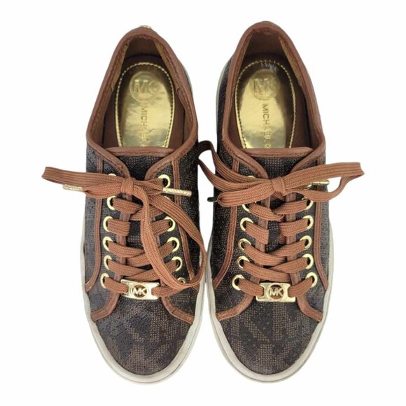 MICHAEL Michael Kors Shoes - MICHAEL Michael Kors Boerum SIgnature Casual Lace Up Sneakers Sz 5M - Brown